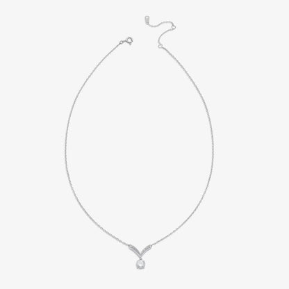CZ Studded V-Shaped Silver Necklace - Tweov Jewels