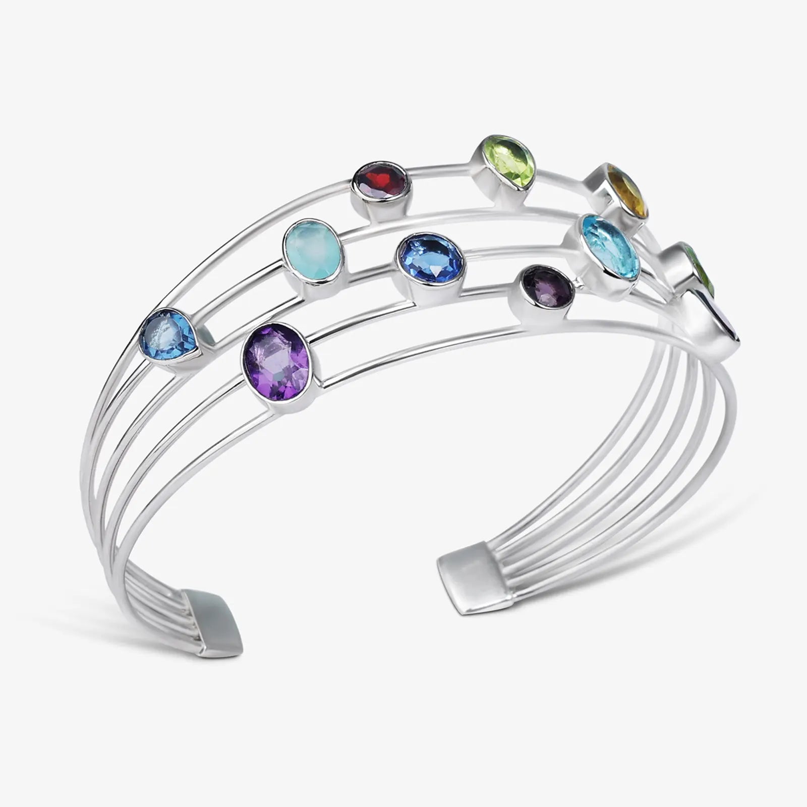 Designer Multicolor Silver Cuff Bracelet - Tweov Jewels