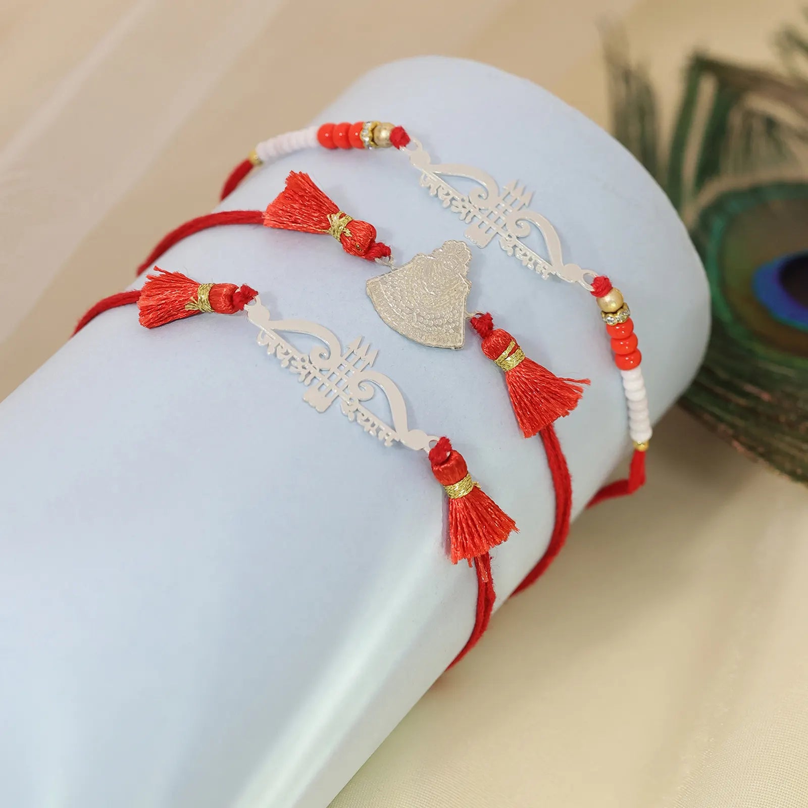 Jai Shri Ram Silver Rakhi for Brother (Pack of Three) - Tweov Jewels