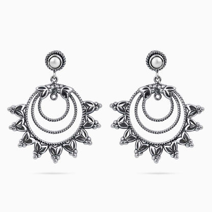 Pure Silver Earrings - Big Exquisite Chandbali Model - Tweov Jewels