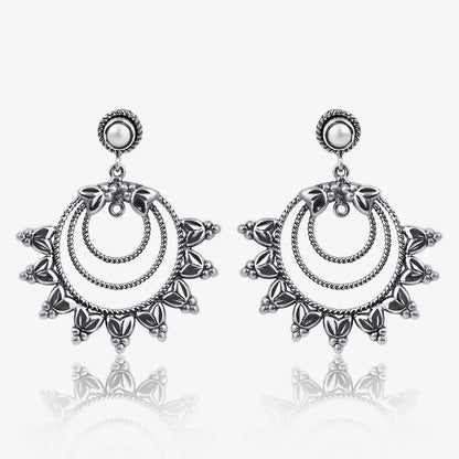 Silver Circular Chandbali Earrings