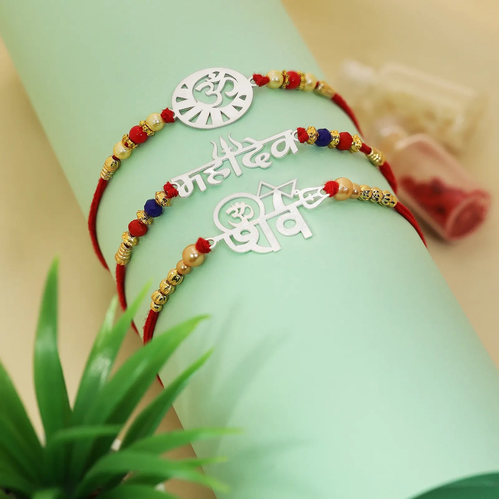 Om Silver Rakhi for Brother (Pack of Three) - Tweov Jewels