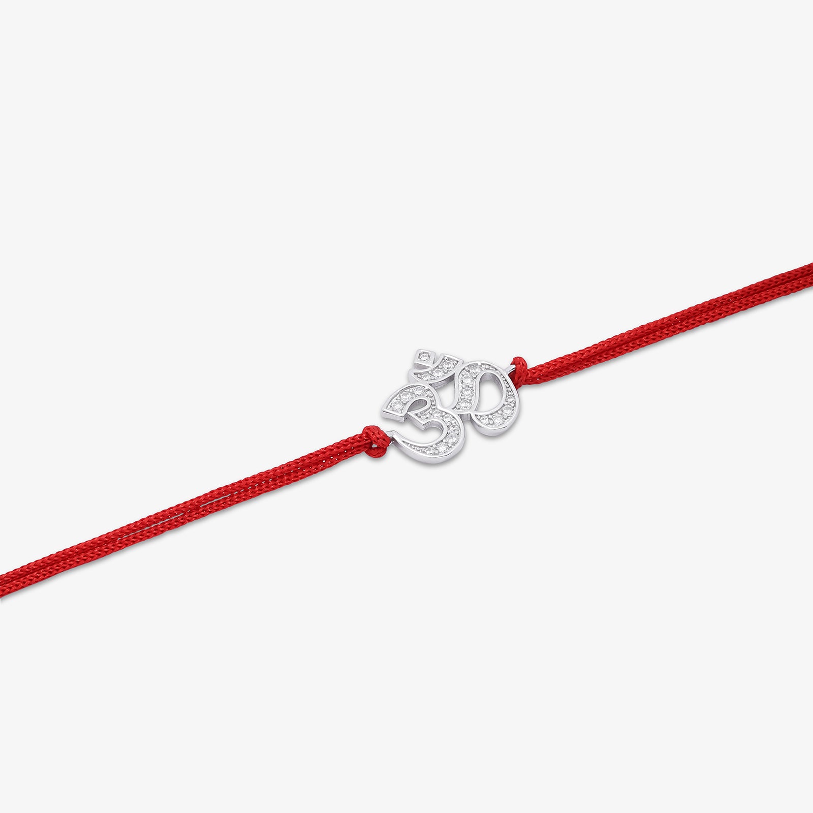 Silver CZ Om Rakhi for Brother - Tweov Jewels