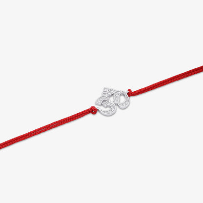 Silver CZ Om Rakhi for Brother - Tweov Jewels