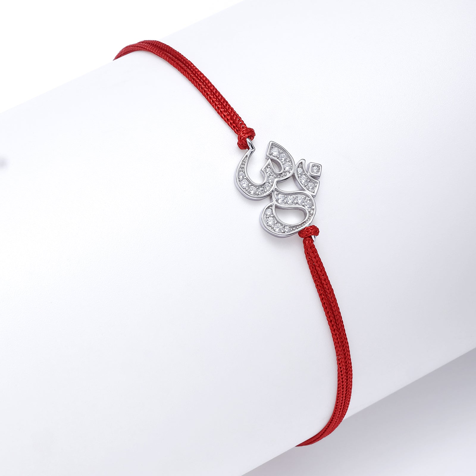 Silver CZ Om Rakhi for Brother - Tweov Jewels