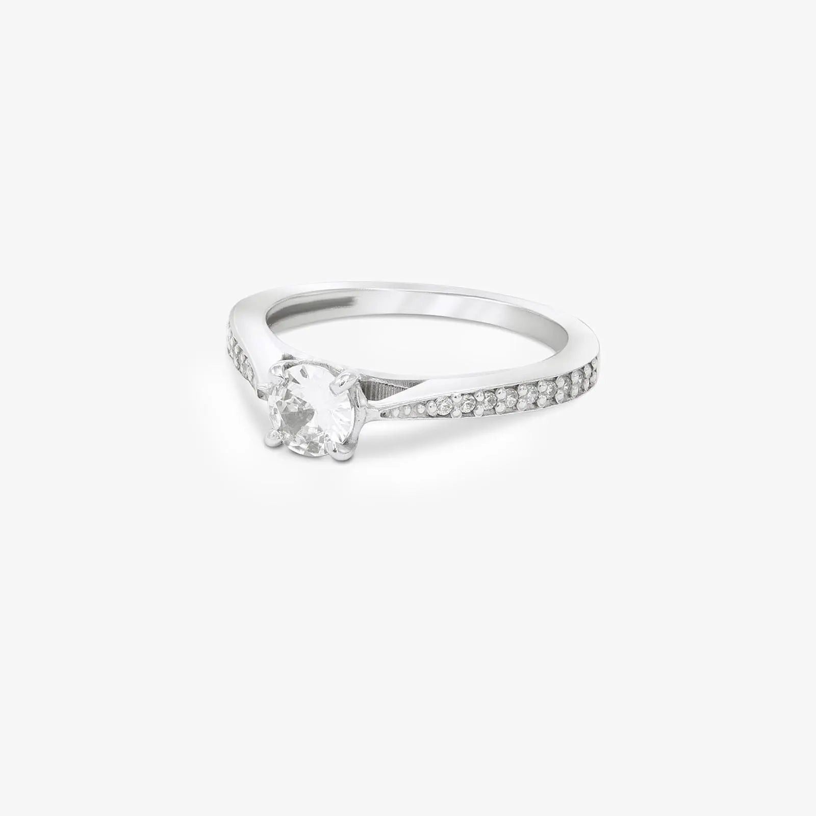 Round Solitaire Silver Ring - Tweov Jewels