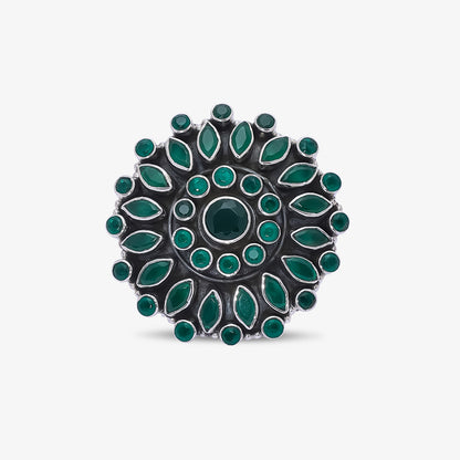 Pure Silver Ring - Emerald Blossom Filigree - Tweov Jewels