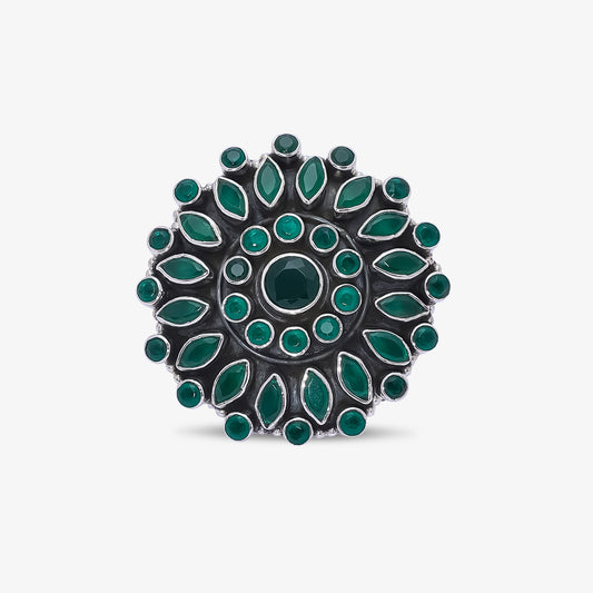 Pure Silver Ring - Emerald Blossom Filigree - Tweov Jewels