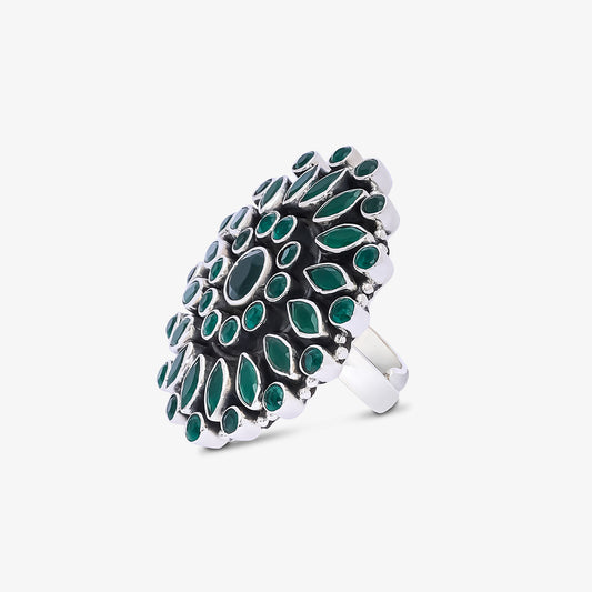 Pure Silver Ring - Emerald Blossom Filigree - Tweov Jewels