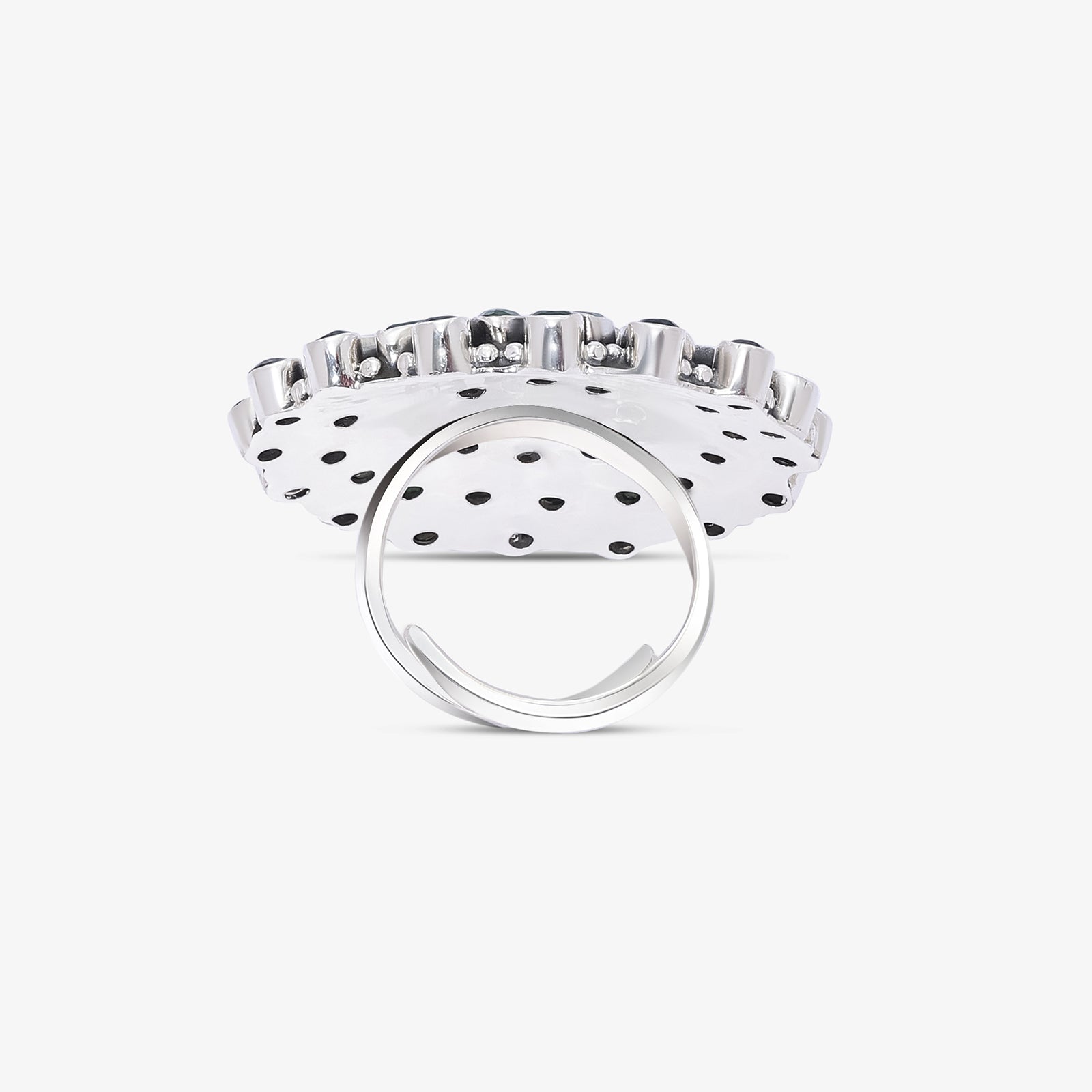 Pure Silver Ring - Emerald Blossom Filigree - Tweov Jewels