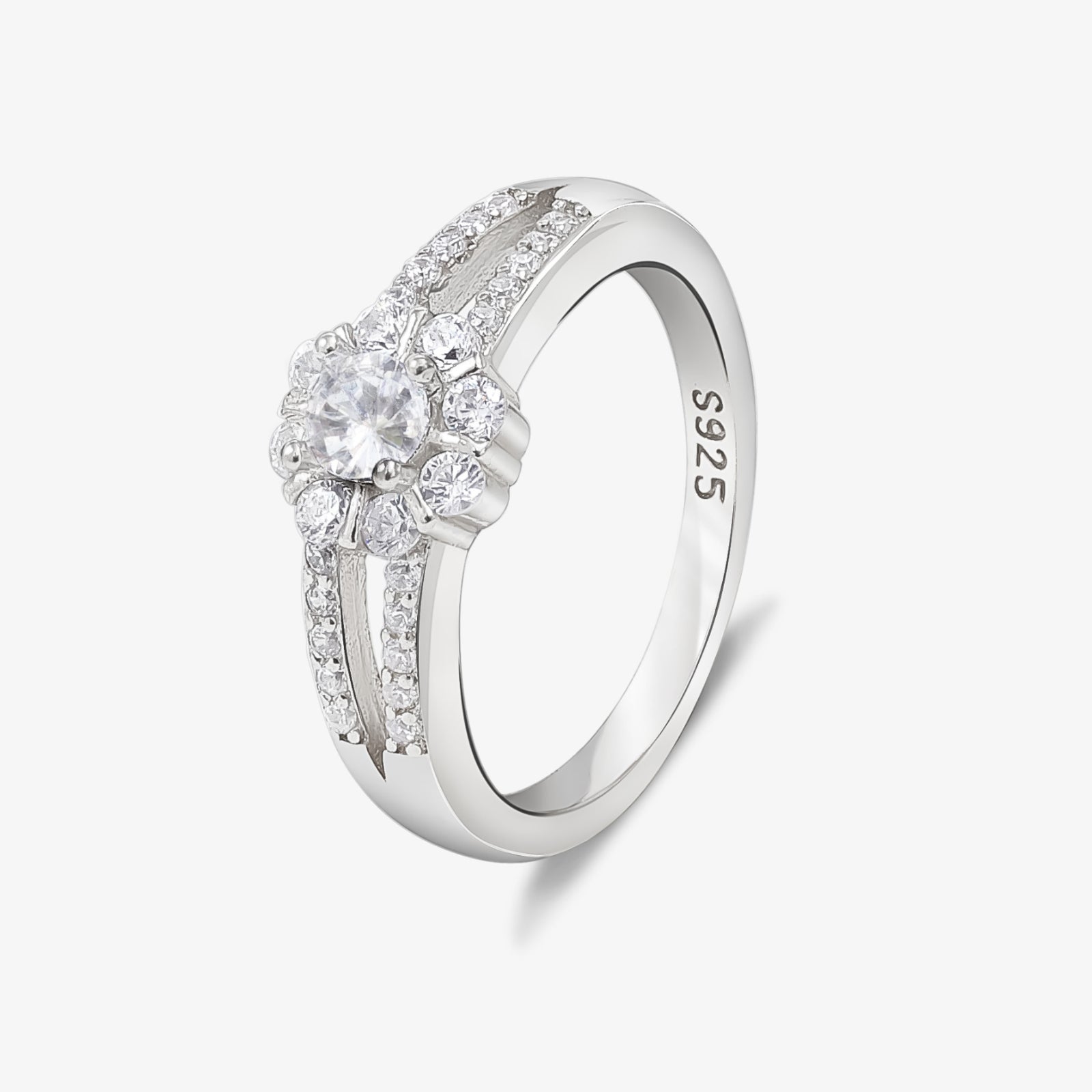 Floral CZ Twin Silver Ring - Tweov Jewels