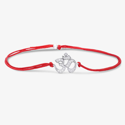 Silver CZ Om Rakhi for Brother - Tweov Jewels