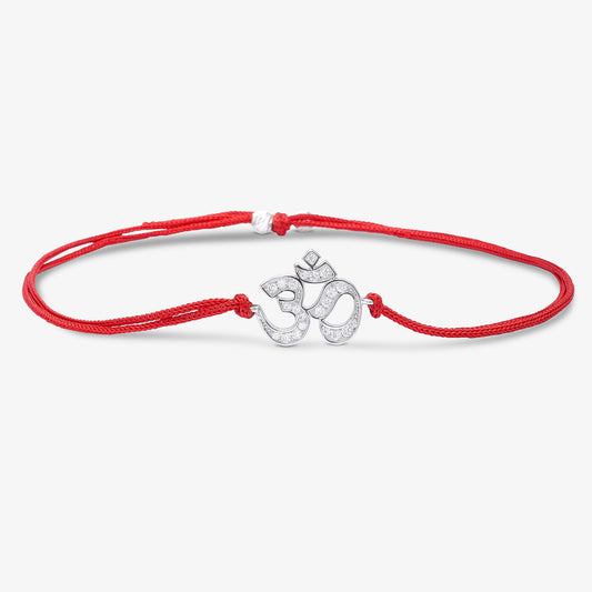 Silver CZ Om Rakhi for Brother - Tweov Jewels