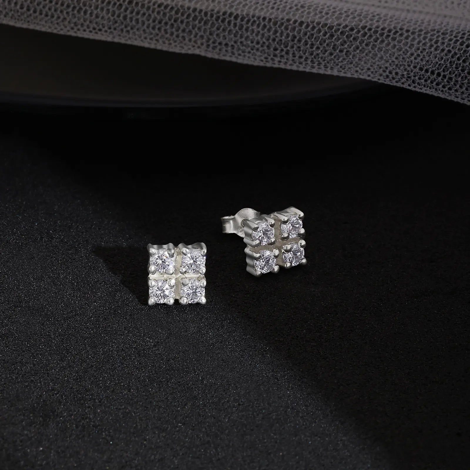 Square CZ Silver Stud - Tweov Jewels