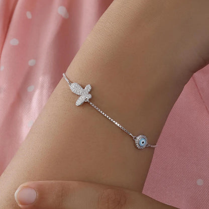 Evil Eye Butterfly Silver Bracelet - Tweov Jewels