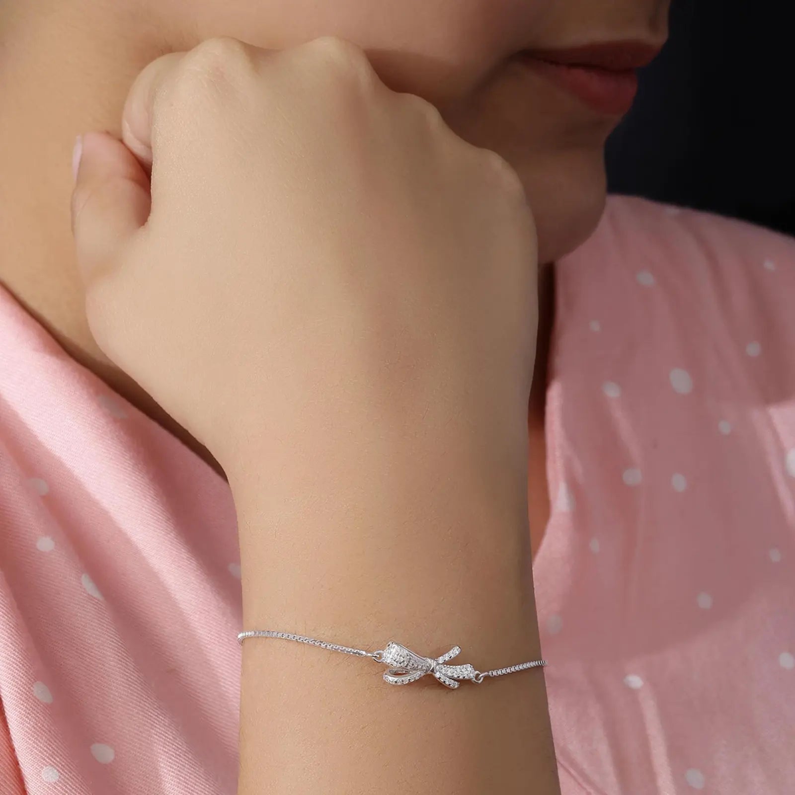 Designer Bow Silver Bracelet - Tweov Jewels