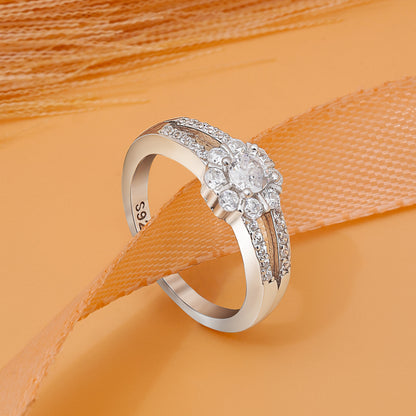 Floral CZ Twin Silver Ring - Tweov Jewels