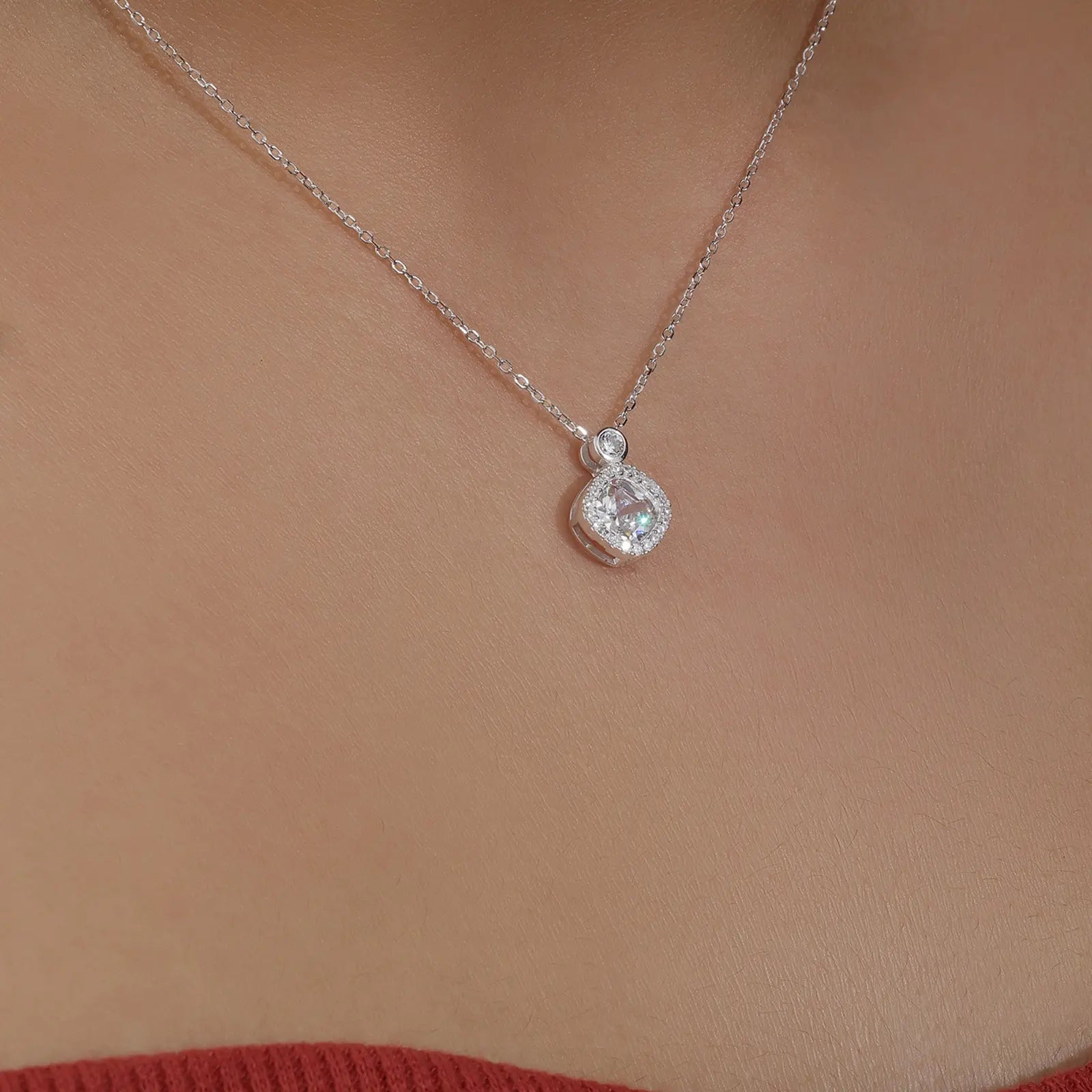 Shiny Square Ad Silver Necklace - Tweov Jewels