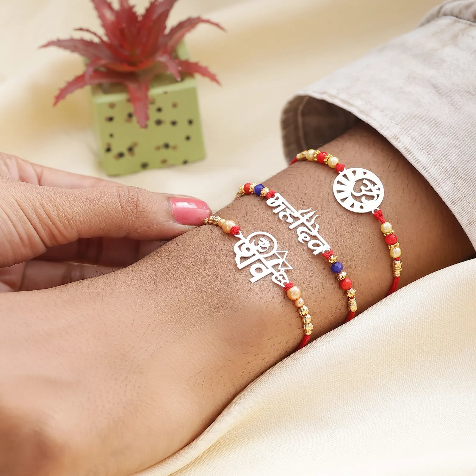 Om Silver Rakhi for Brother (Pack of Three) - Tweov Jewels