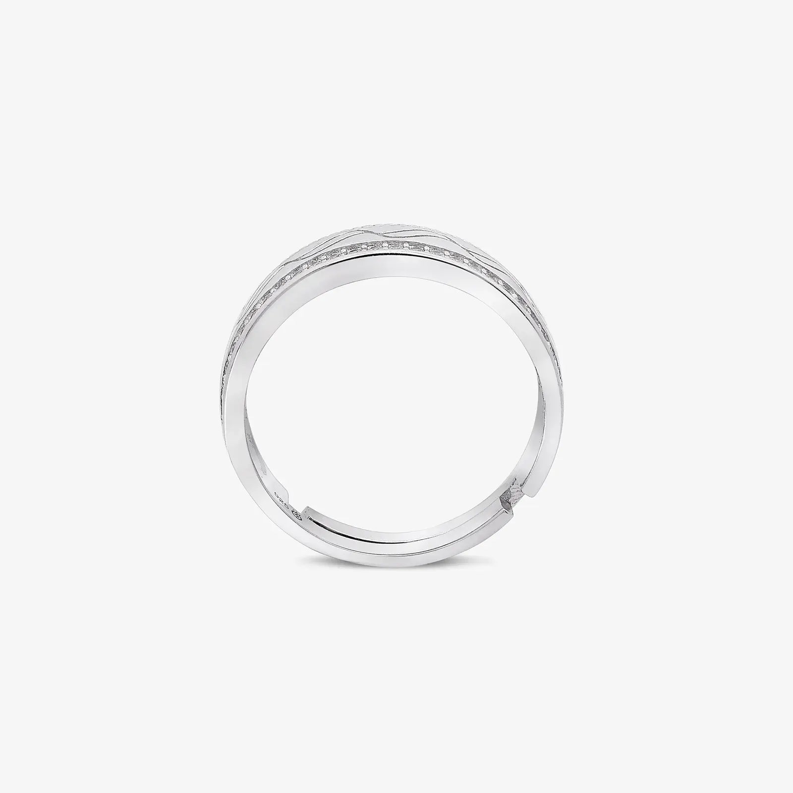 Wave & Braid Band Ring for Men & Women – 925 Sterling Silver Rhodium Plated