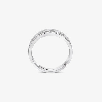 Wave & Braid Band Ring for Men & Women – 925 Sterling Silver Rhodium Plated