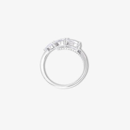 White Stone Studded Spiral Silver Ring - Tweov Jewels