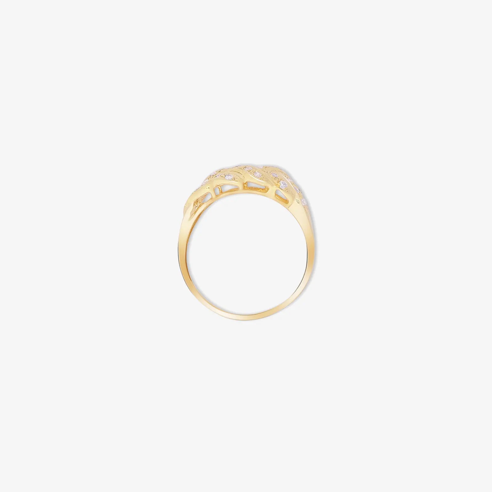 Gold Plated AD Wide Silver Leaf Ring - Tweov Jewels