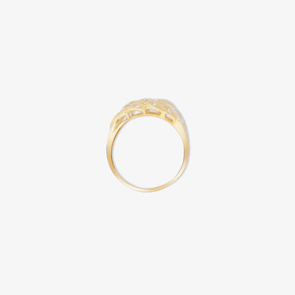Gold Plated AD Wide Silver Leaf Ring - Tweov Jewels