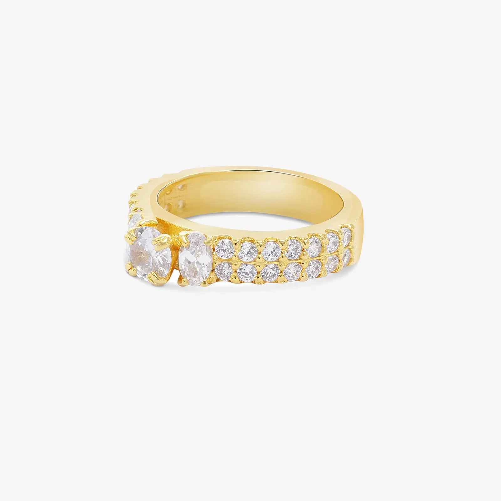 Gold Plated Solitaire CZ Stylish Silver Ring - Tweov Jewels