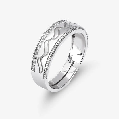 CZ Wave Band Ring For Men - Tweov Jewels