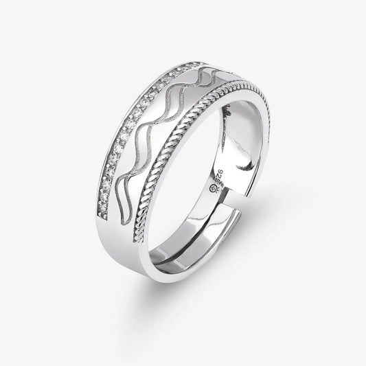 CZ Wave Band Ring For Men - Tweov Jewels