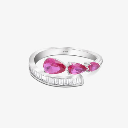 Pink Stone Studded Spiral Silver Ring - Tweov Jewels