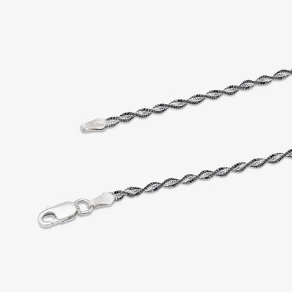 Black Twisted Weave Silver Anklet - Tweov Jewels