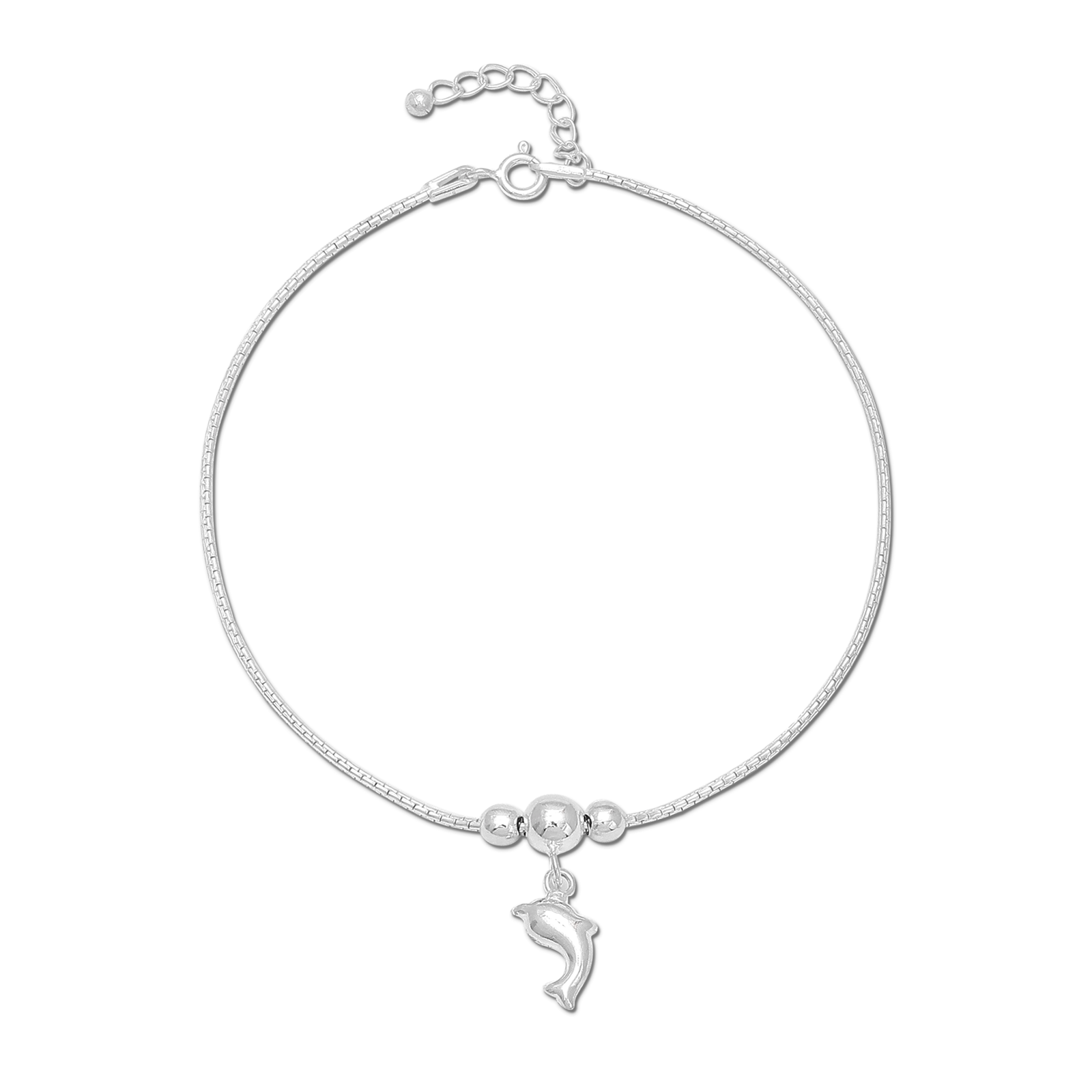 Pure Silver Anklets - Ocean Breeze Dolphin Allure