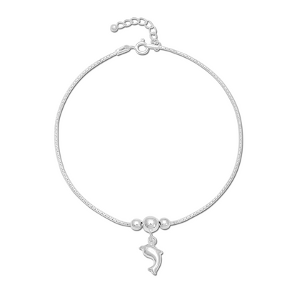 Pure Silver Anklets - Ocean Breeze Dolphin Allure