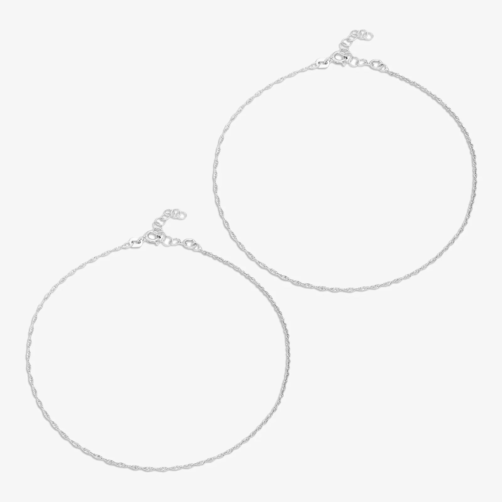 Classic Twisted Silver Anklet for Women - Tweov Jewels