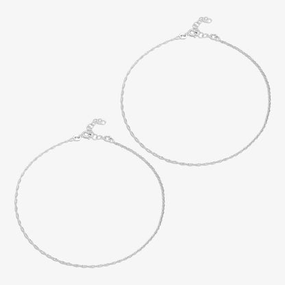 Classic Twisted Silver Anklet for Women - Tweov Jewels