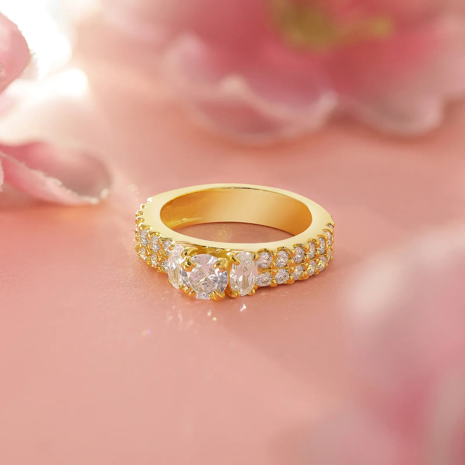 Gold Plated Solitaire CZ Stylish Silver Ring - Tweov Jewels