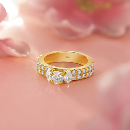 Gold Plated Solitaire CZ Stylish Silver Ring