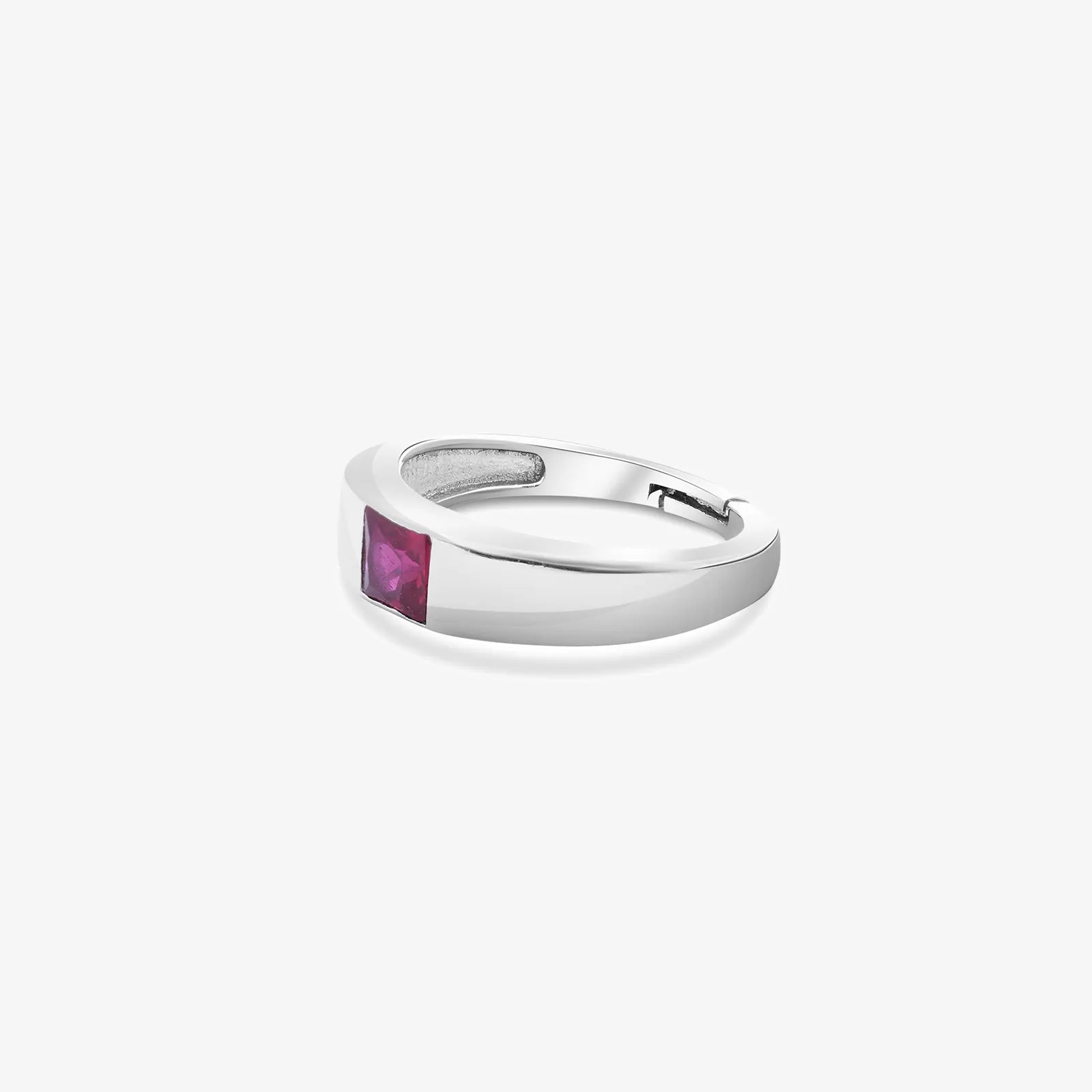 Silver Pink Ruby Stone Finger Band Ring - Tweov Jewels