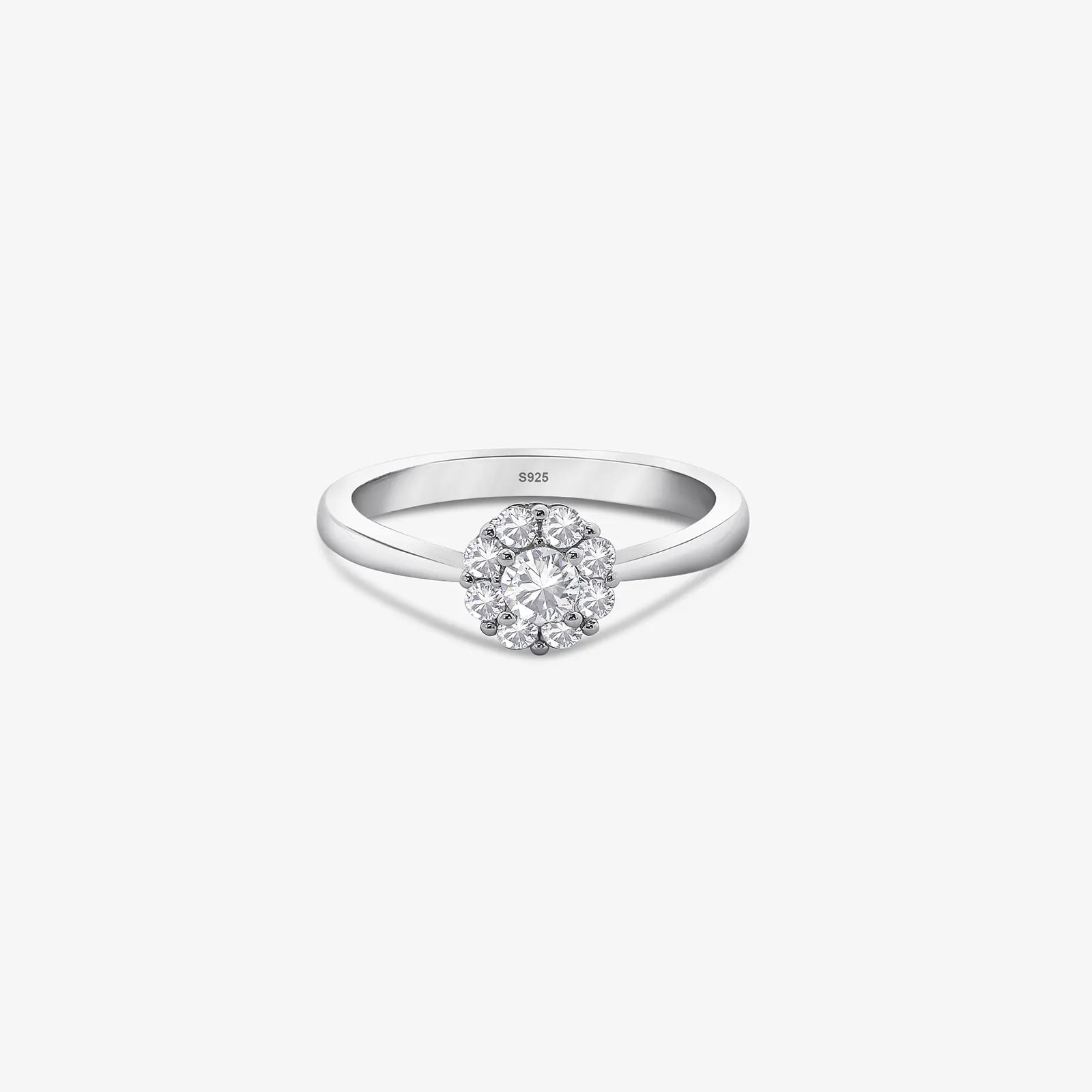 Sparkling Floral Solitaire 925 Silver Ring - Tweov Jewels