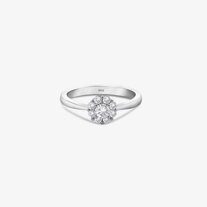 Sparkling Floral Solitaire 925 Silver Ring - Tweov Jewels