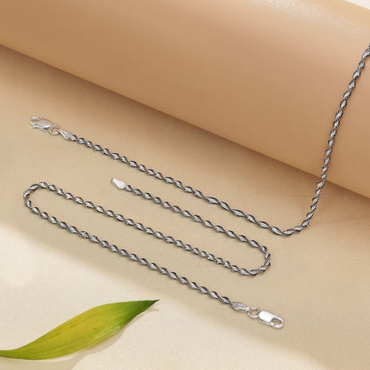Black Twisted Weave Silver Anklet - Tweov Jewels