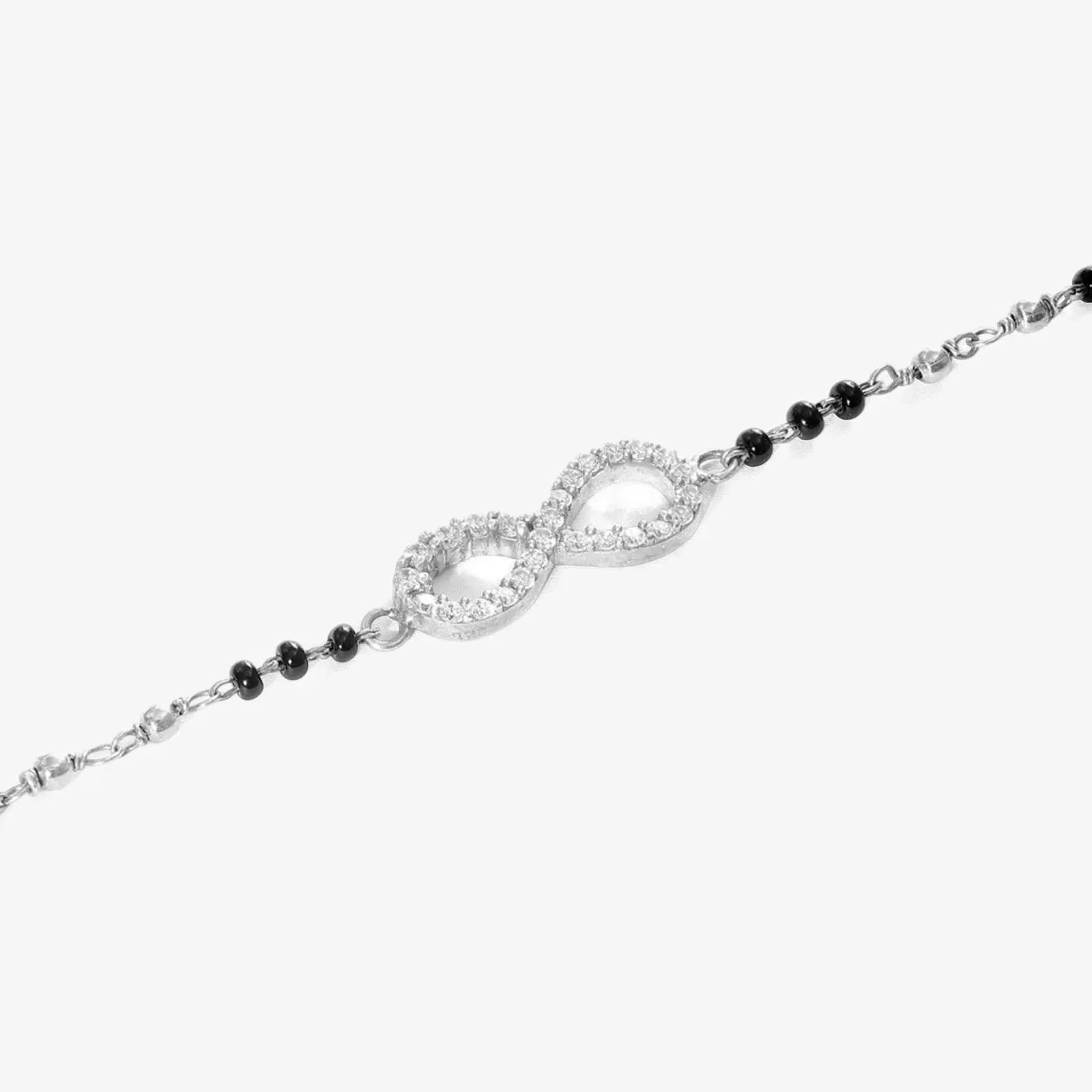 Pure Sterling Silver Infinity Knot Design Hand Mangalsutra Bracelet - Tweov Jewels