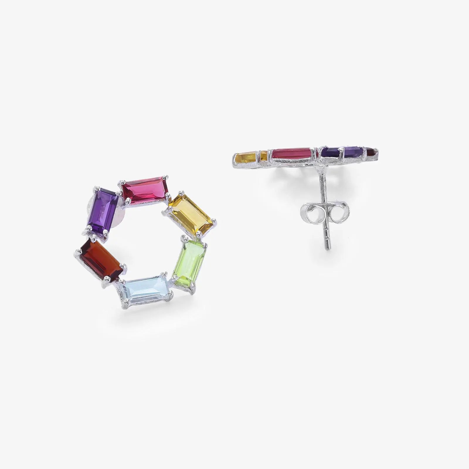 Multicolor Round Silver Pendant & Earring Sets - Tweov Jewels