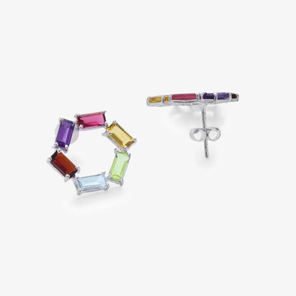 Multicolor Round Silver Pendant & Earring Sets - Tweov Jewels
