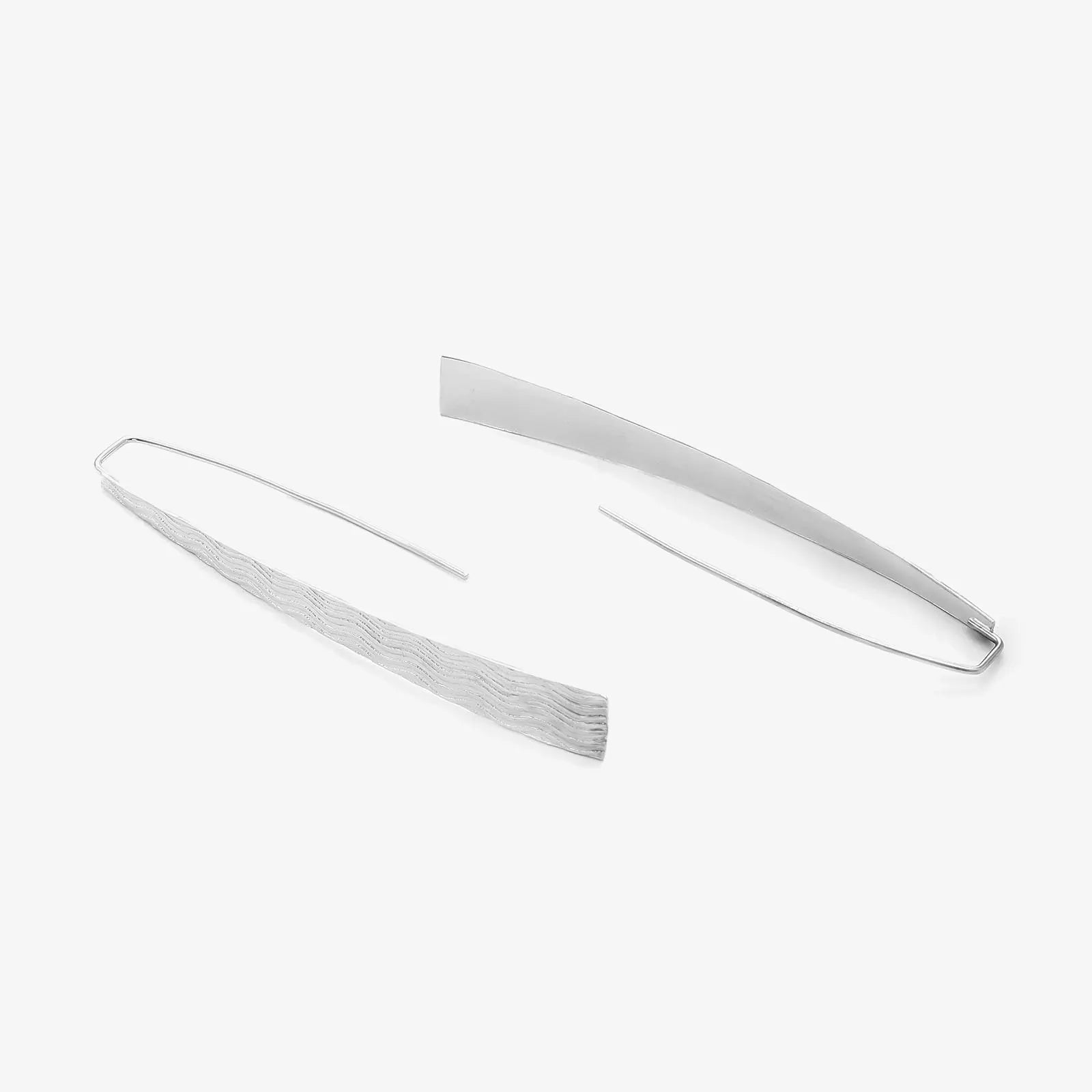 Oxidized Silver Long Bar Dangle Earrings for Women - Tweov Jewels
