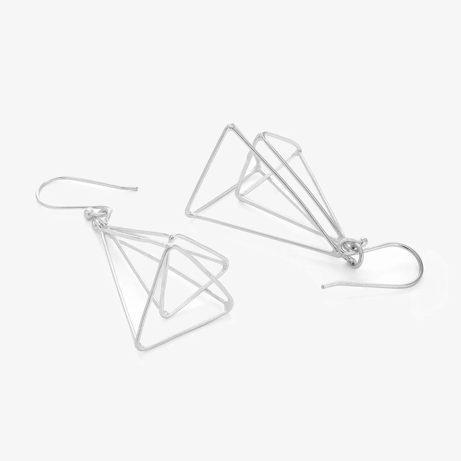 Triangular Tone Silver Dangle Earrings - Tweov Jewels
