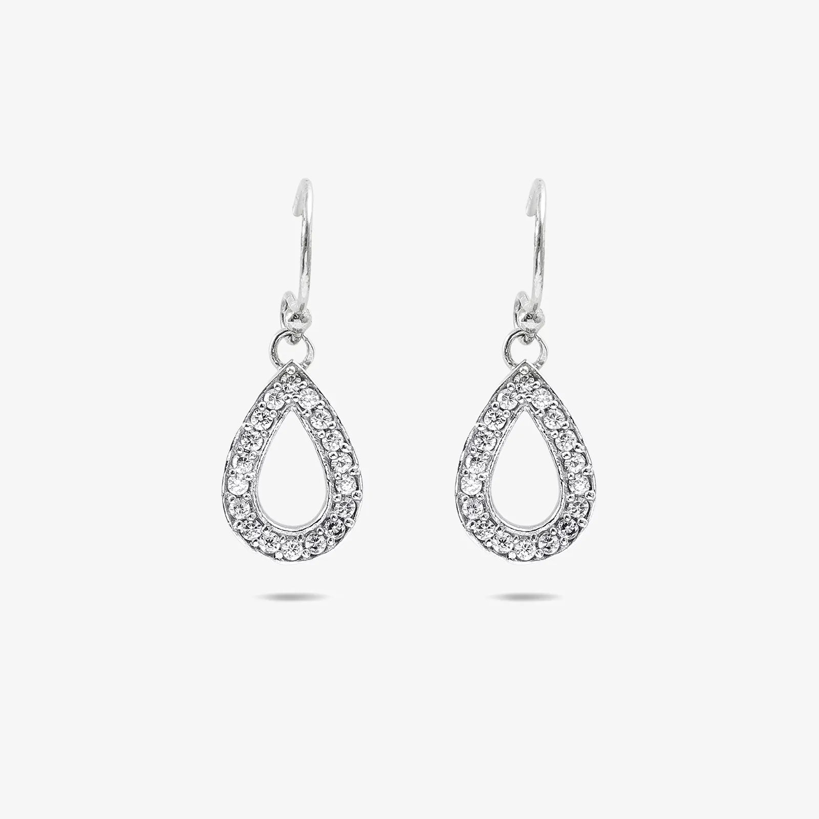Grand CZ Stone With Silver Finish Earrings - Tweov Jewels
