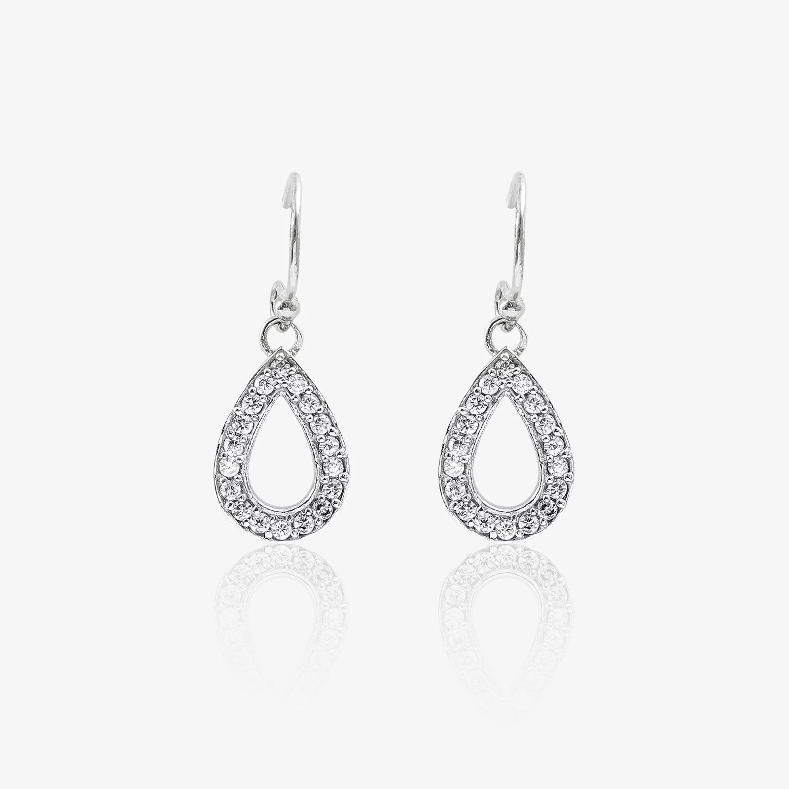 Silver CZ Raindrop Dangle Earrings